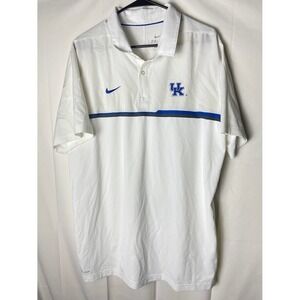 Nike Kentucky Wildcats Men's Short Sleeve Polo Shirt White Blue Size XL